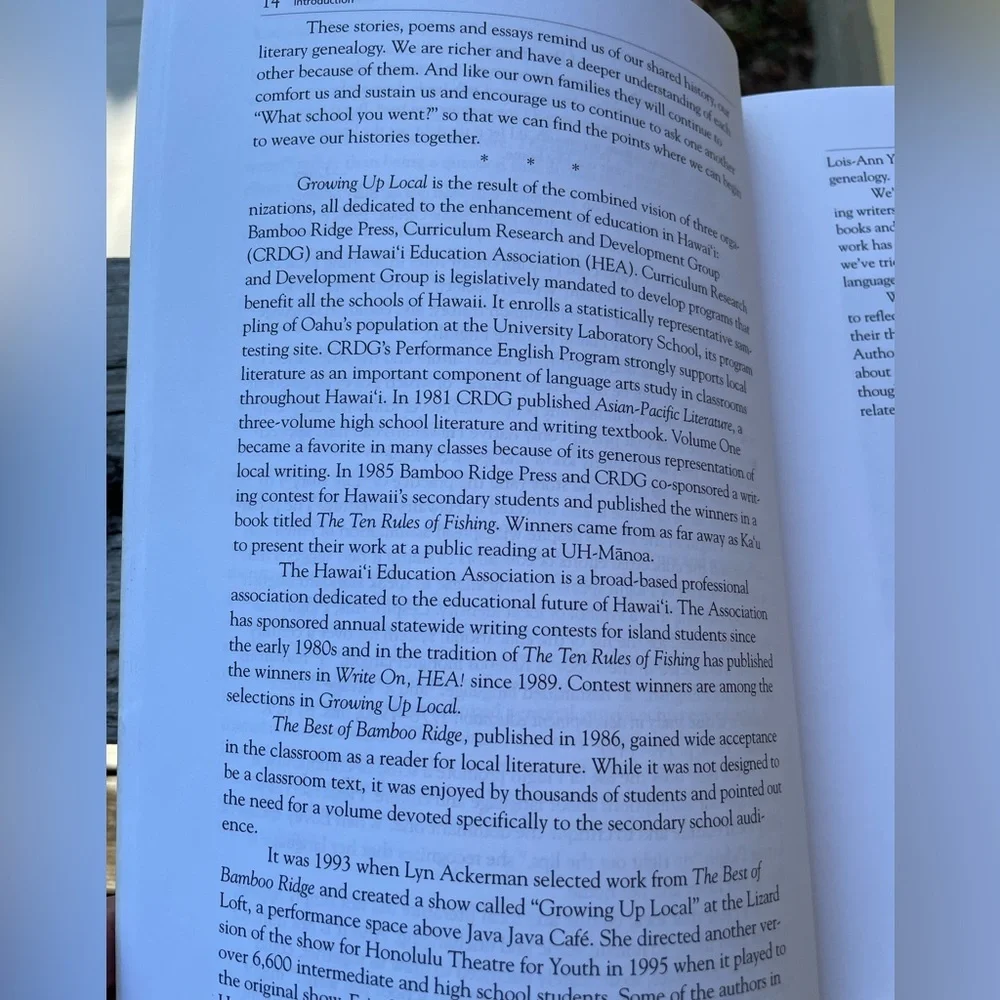 Growing Up Local an anthology of poetry and prose from Hawaii Softcover Book